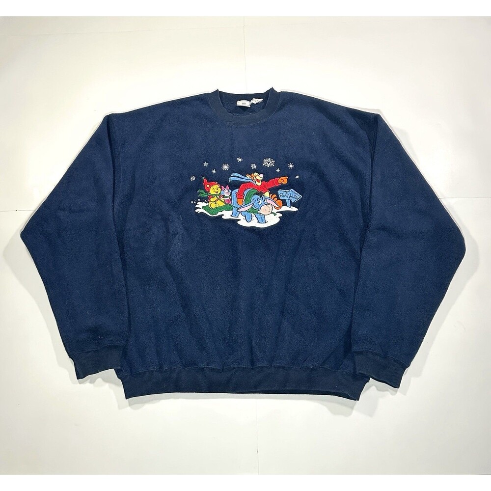 Vintage 90s Winnie The Pooh And Wood Friends Embroidered Fleece Crewneck Size XL